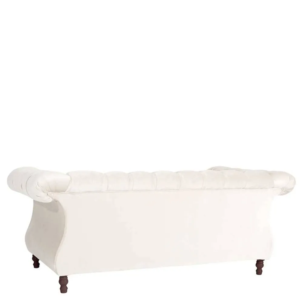 Wohnen Sofas<Samtvelours Wohnzimmer Zweisitzer in Creme - Leskan