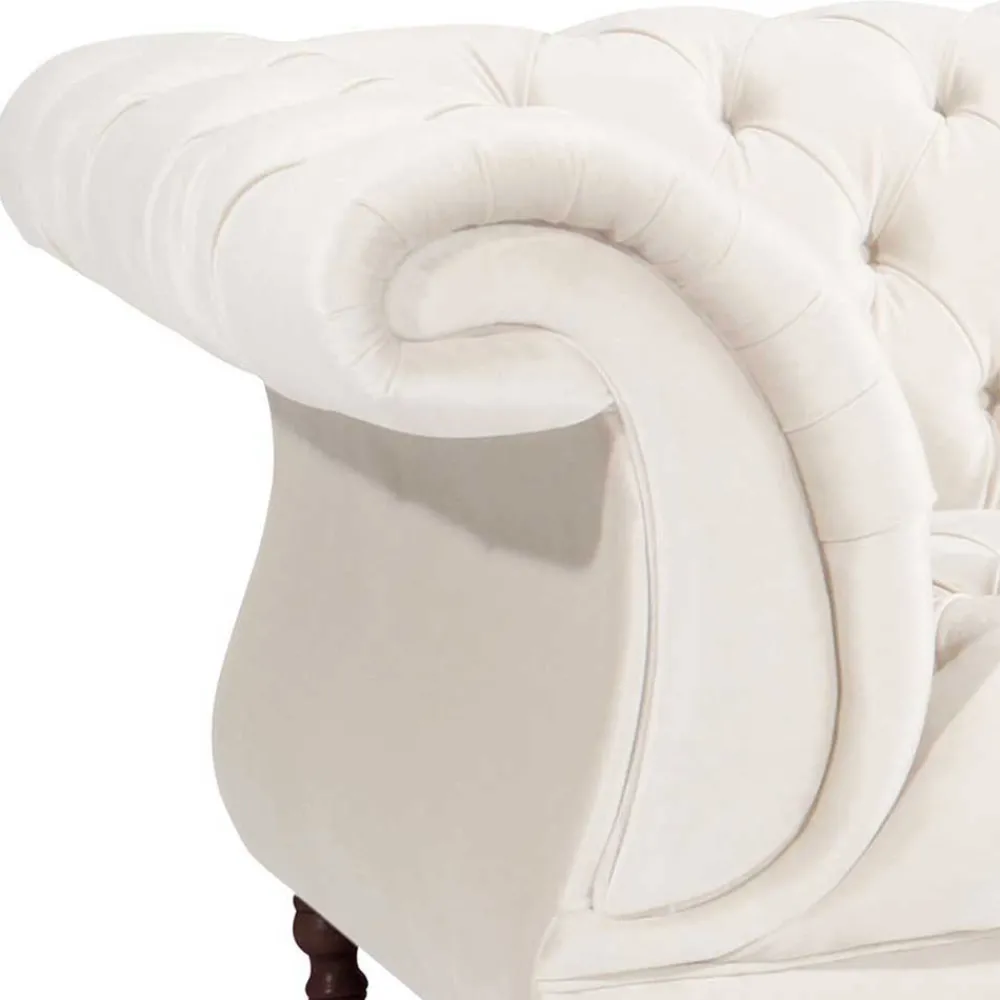 Wohnen Sofas<Samtvelours Wohnzimmer Zweisitzer in Creme - Leskan