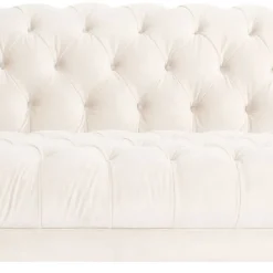 Wohnen Sofas<Samtvelours Wohnzimmer Zweisitzer in Creme - Leskan