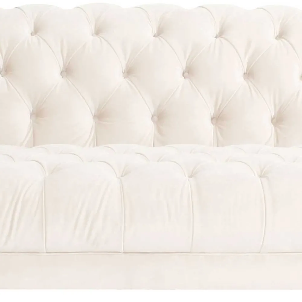 Wohnen Sofas<Samtvelours Wohnzimmer Zweisitzer in Creme - Leskan