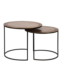 Wohnen Tische<2-Satz Tisch in Gold & Schwarz - Chace (zweiteilig)