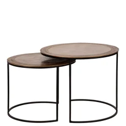 Wohnen Tische<2-Satz Tisch in Gold & Schwarz - Chace (zweiteilig)