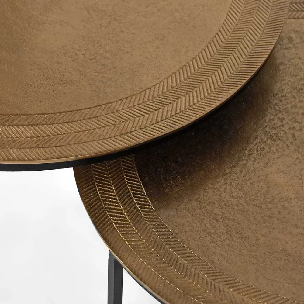 Wohnen Tische<2-Satz Tisch in Gold & Schwarz - Chace (zweiteilig)