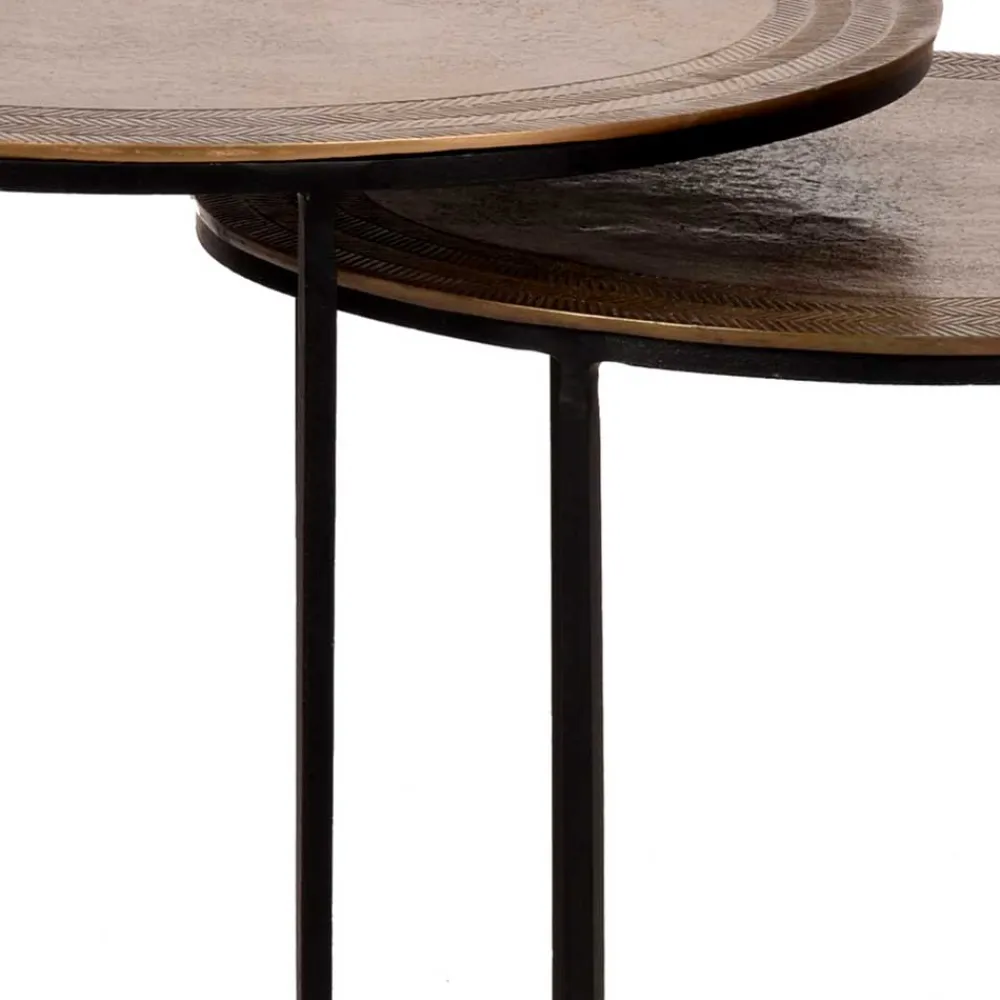 Wohnen Tische<2-Satz Tisch in Gold & Schwarz - Chace (zweiteilig)