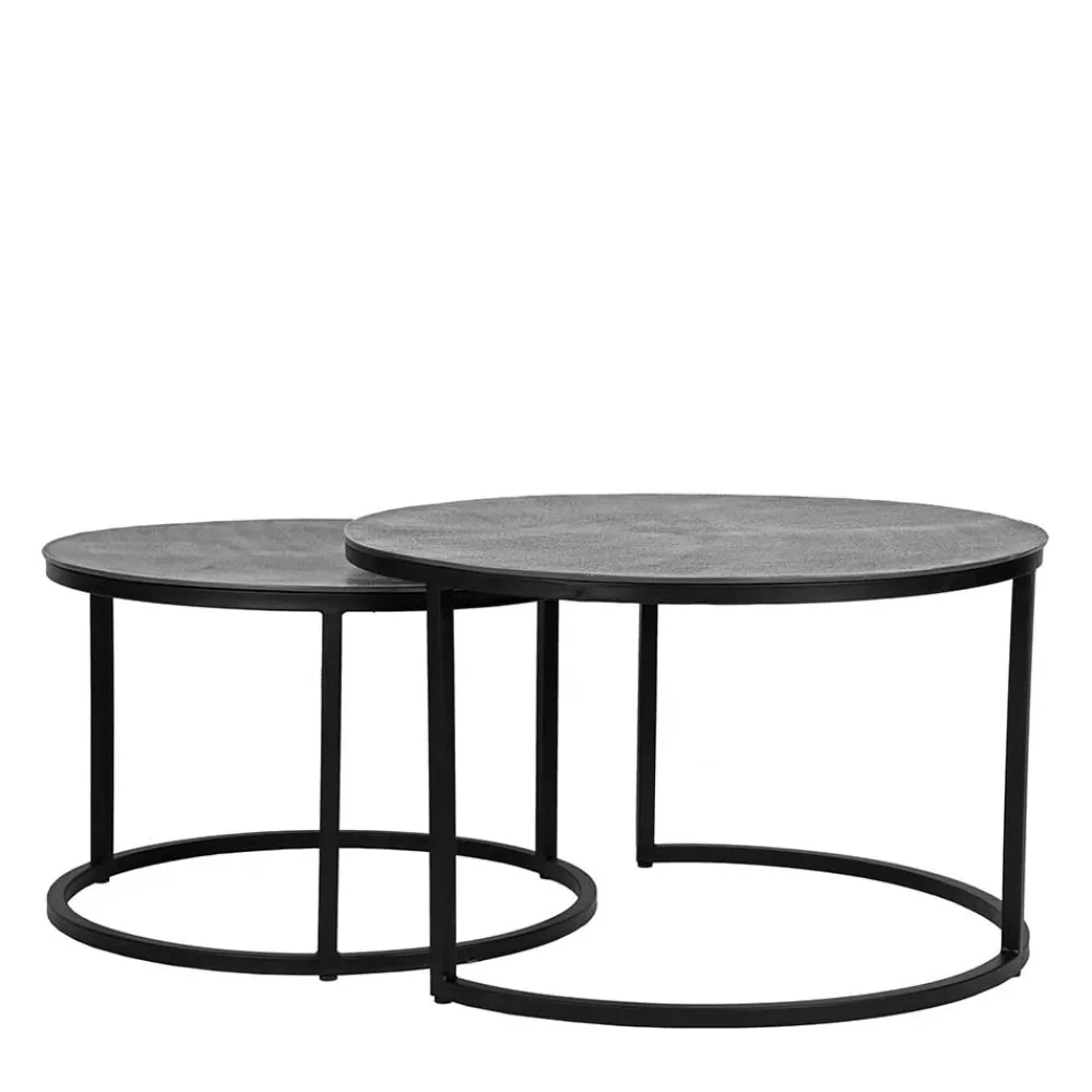 Wohnen Tische<2-Satz-Tisch in Grau & Schwarz - Jacy (zweiteilig)