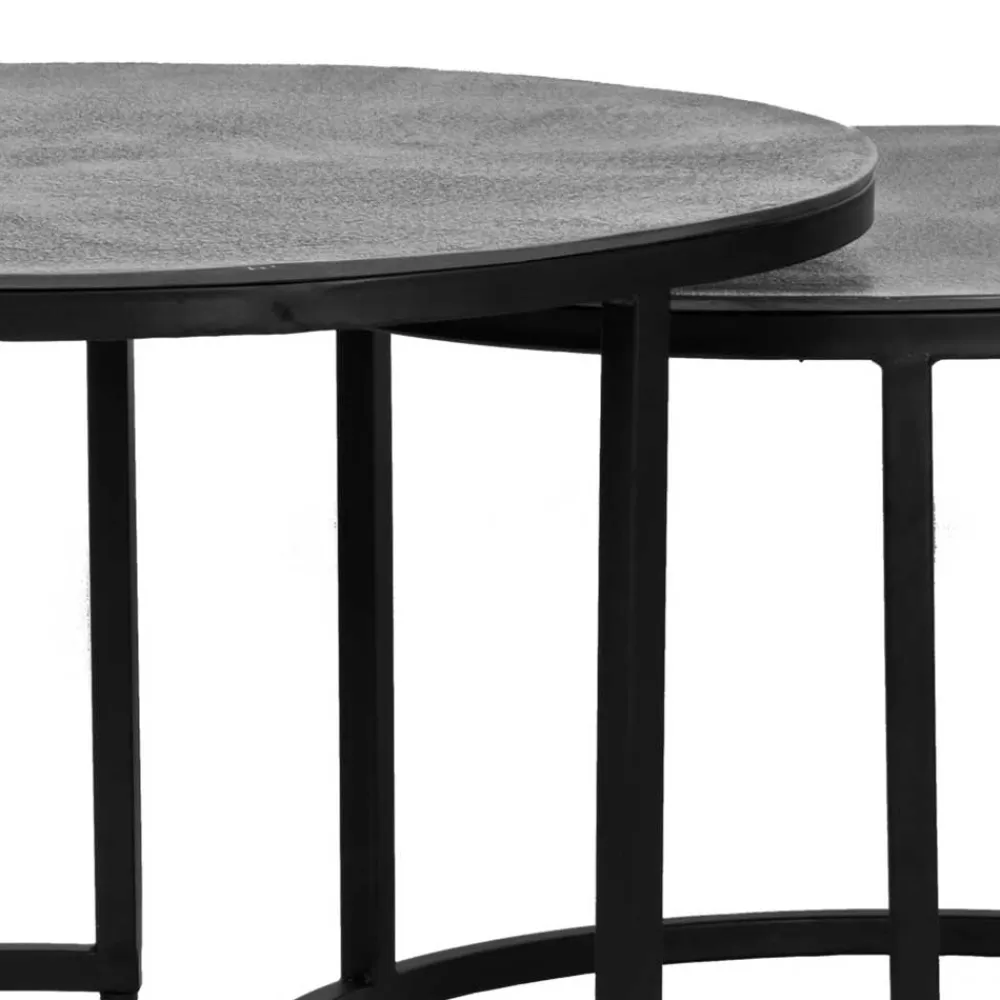 Wohnen Tische<2-Satz-Tisch in Grau & Schwarz - Jacy (zweiteilig)