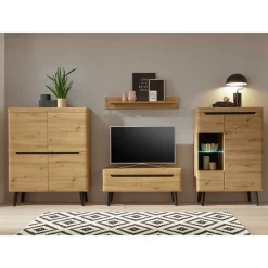 Wohnen Wohnwände<Scandi Anbauwand fürs Wohnzimmer - Olcian (vierteilig)