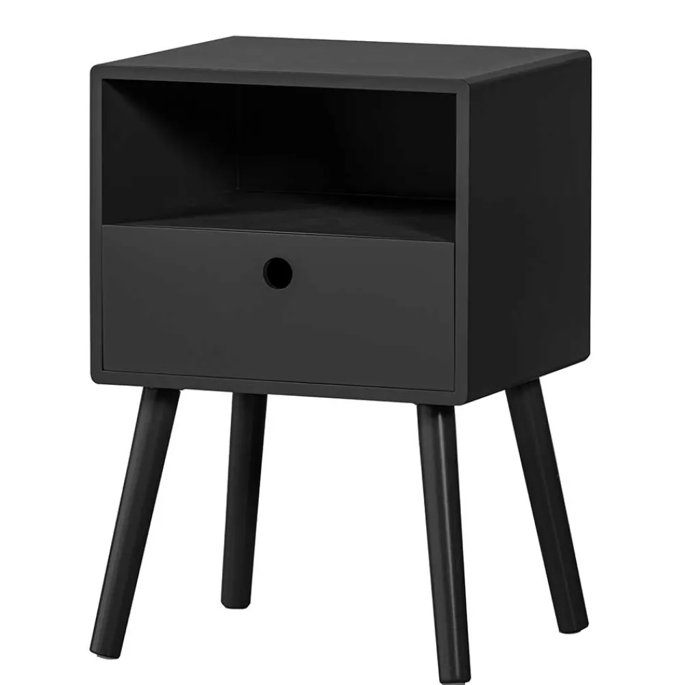 Wohnen Kommoden<Scandi Chic Nachtkommode in Schwarz - Lemerzi