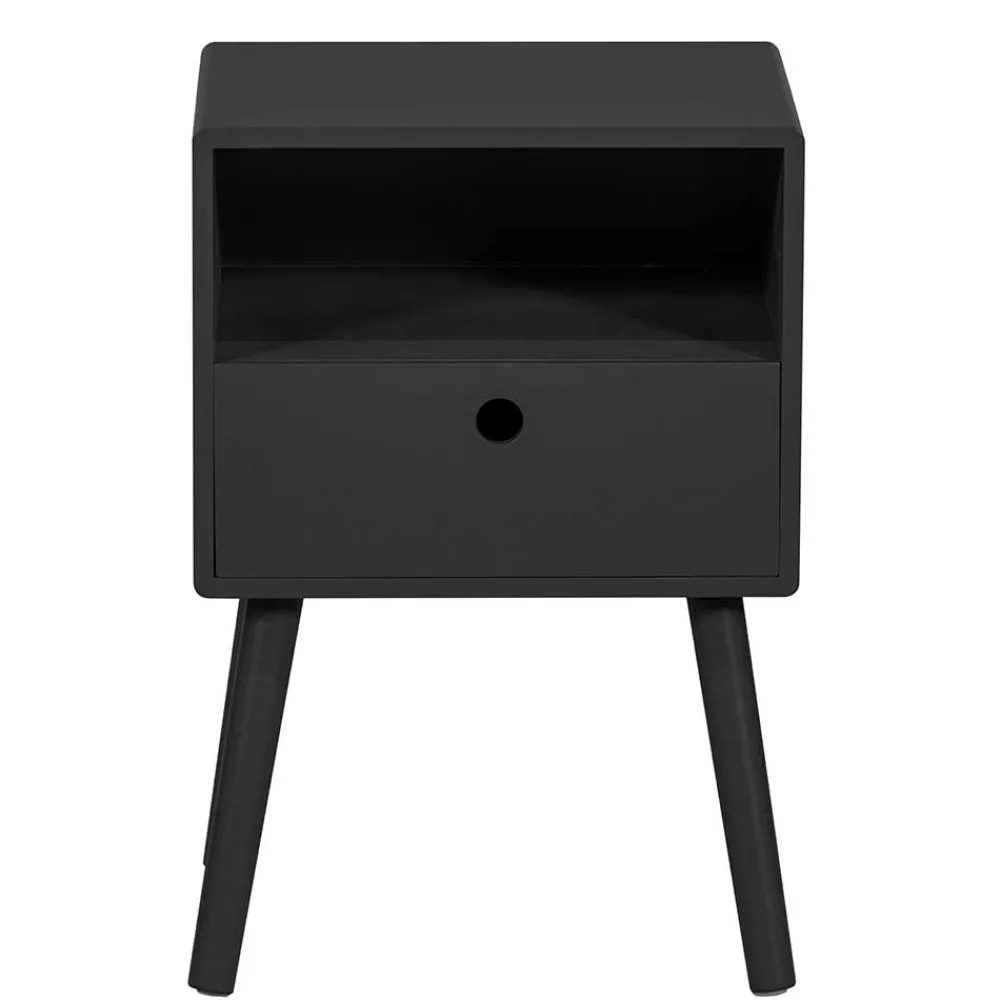 Wohnen Kommoden<Scandi Chic Nachtkommode in Schwarz - Lemerzi