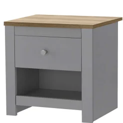 Wohnen Kommoden<Scandi Chic Nachtkommode in Grau mit Eiche - Donia