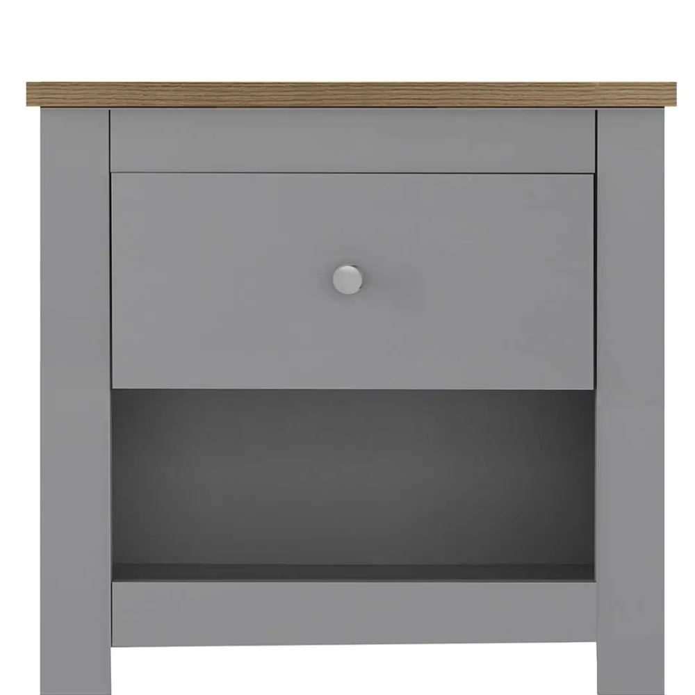 Wohnen Kommoden<Scandi Chic Nachtkommode in Grau mit Eiche - Donia