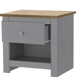 Wohnen Kommoden<Scandi Chic Nachtkommode in Grau mit Eiche - Donia