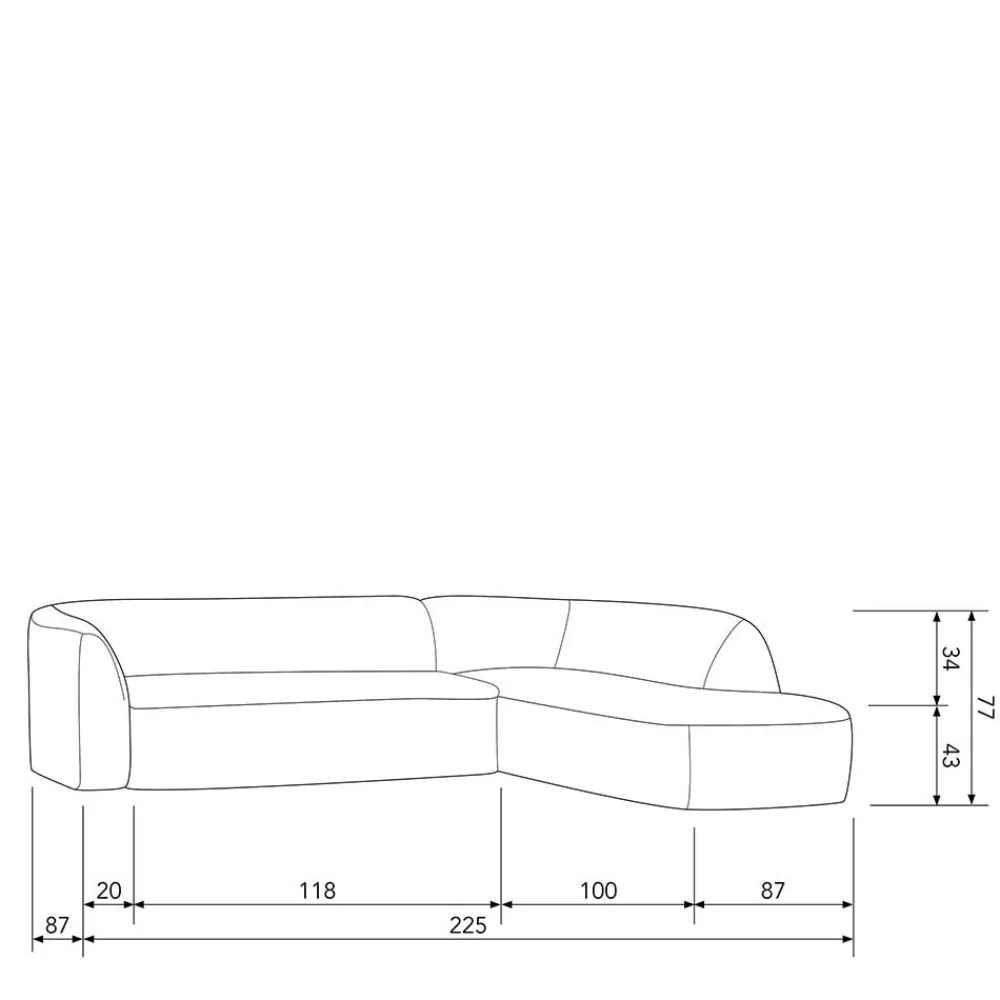Wohnen Sofas<Scandi Chic Polsterecke in Offwhite Chenille - Utperio