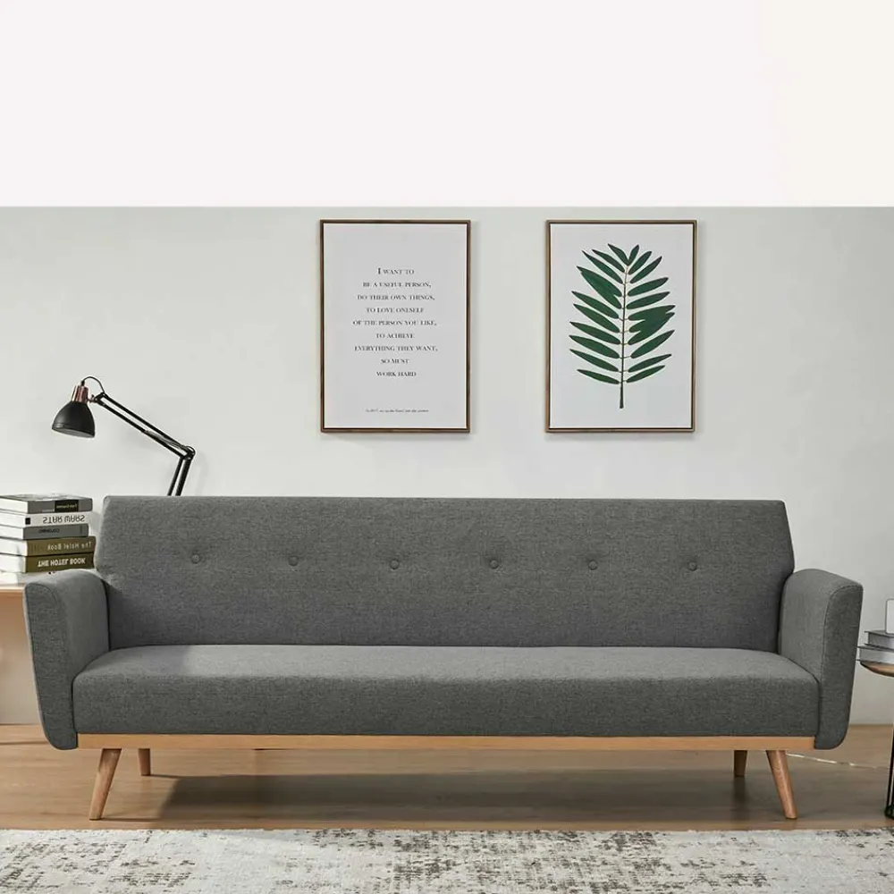 Wohnen Betten<Scandi Chic Schlafcouch in Dunkelgrau & Natur - Giorgio