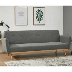 Wohnen Betten<Scandi Chic Schlafcouch in Dunkelgrau & Natur - Giorgio