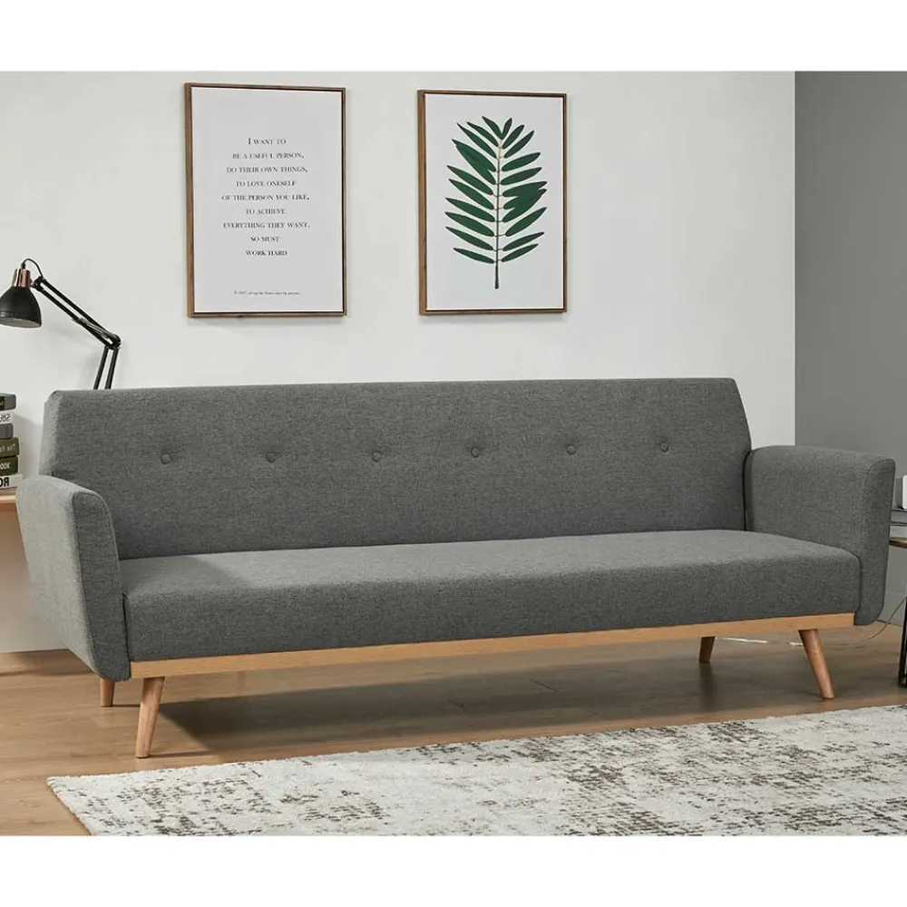 Wohnen Betten<Scandi Chic Schlafcouch in Dunkelgrau & Natur - Giorgio