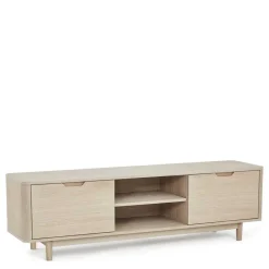 Wohnen Tv & Hifi-Möbel|Lowboards<Scandi Chic TV Lowboard in Eiche Weiß - Rosanna