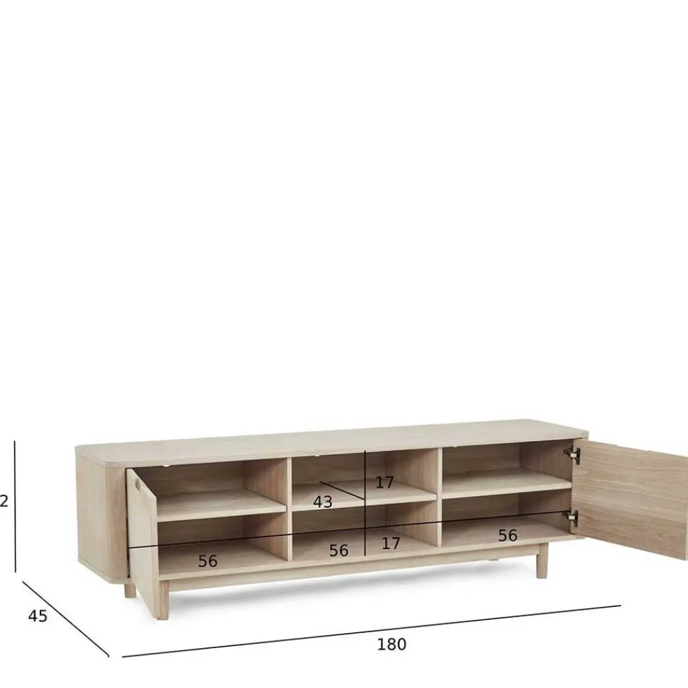 Wohnen Tv & Hifi-Möbel|Lowboards<Scandi Chic TV Lowboard in Eiche Weiß - Rosanna
