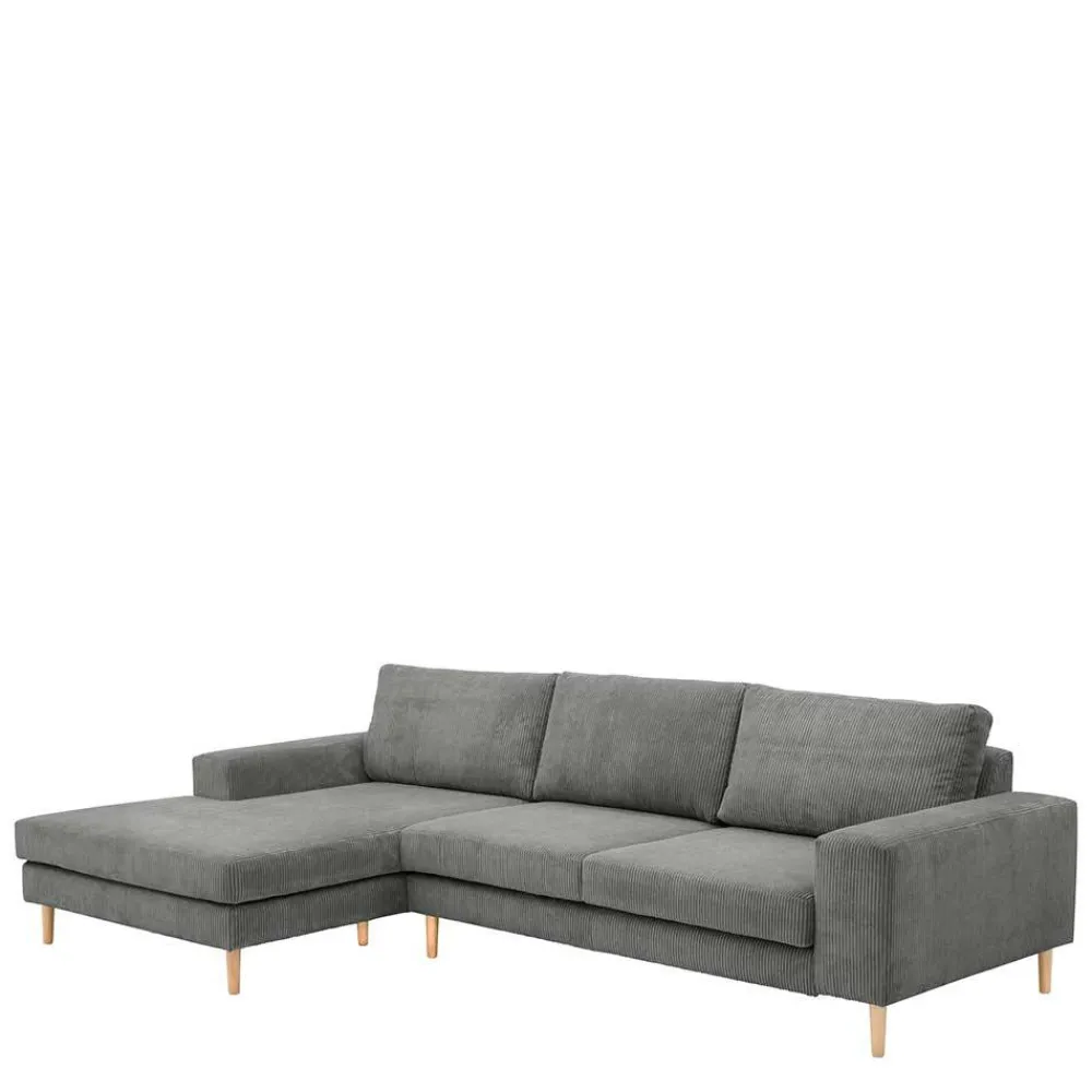 Wohnen Sofas<Scandi Ecksofa in Anthrazit mit Buche - Lidio