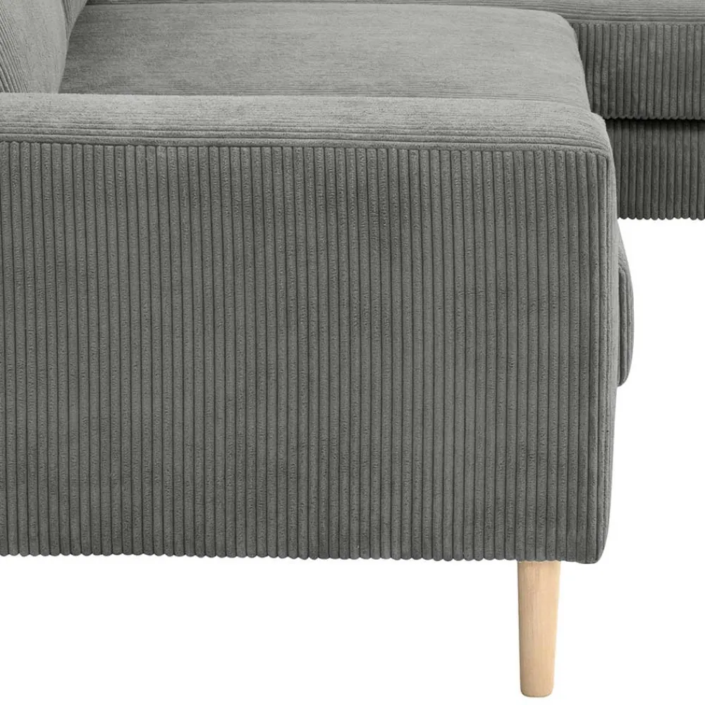 Wohnen Sofas<Scandi Ecksofa in Anthrazit mit Buche - Lidio