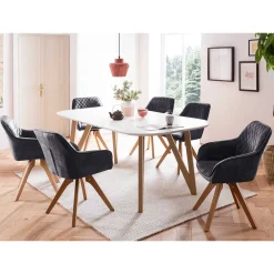 Wohnen Sitzgruppe<Scandi Esszimmer Tischgruppe - Gionno (siebenteilig)
