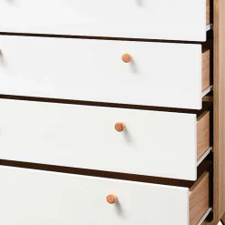 Wohnen Kommoden<Scandi Hochkommode in Eiche mit Weiß - Jendren