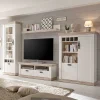 Wohnen Wohnwände<Scandi Landhaus Wohnzimmermöbel Set Nedita in Weiß (vierteilig)