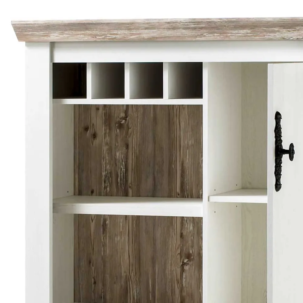 Wohnen Wohnwände<Scandi Landhaus Wohnzimmermöbel Set Nedita in Weiß (vierteilig)