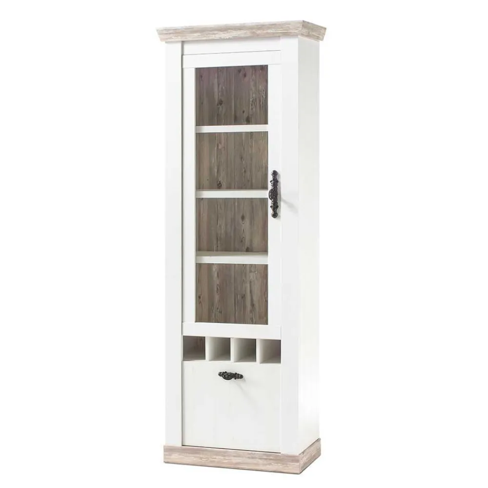 Wohnen Wohnwände<Scandi Landhaus Wohnzimmermöbel Set Nedita in Weiß (vierteilig)