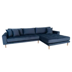 Wohnen Sofas<Scandi Polsterecke in Dunkelblau Samt - Peetja