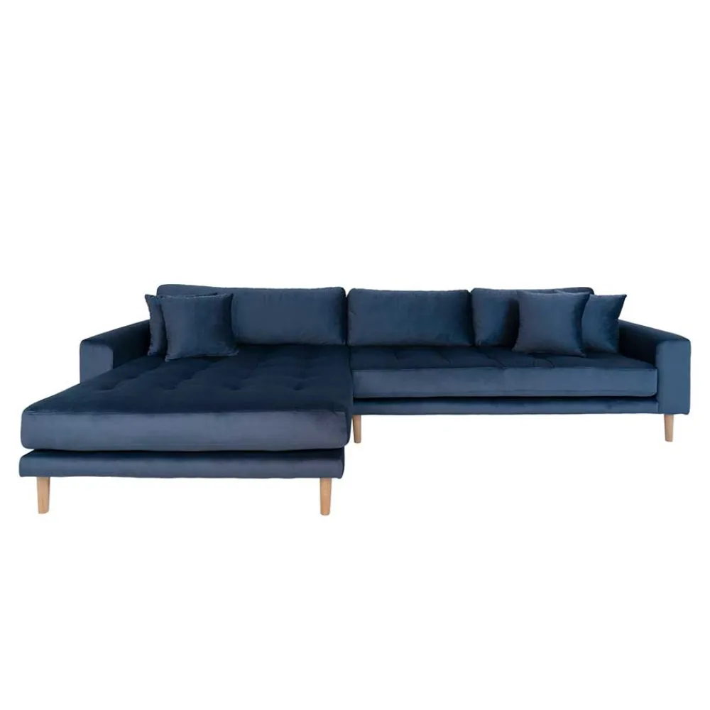 Wohnen Sofas<Scandi Polsterecke in Dunkelblau Samt - Peetja