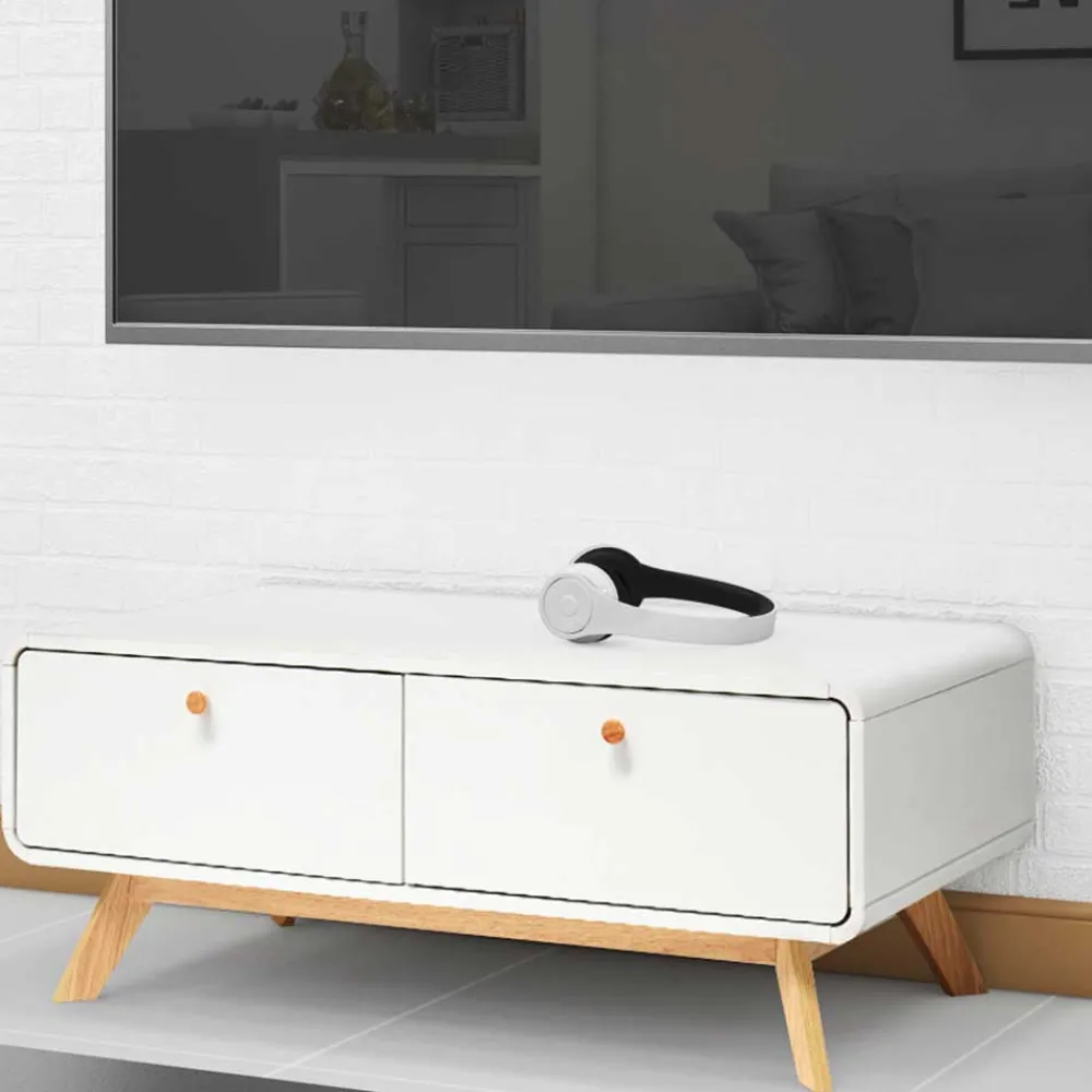 Wohnen Tv & Hifi-Möbel|Lowboards<Scandi TV Board in Weiß mit Eiche Natur - Kolreva