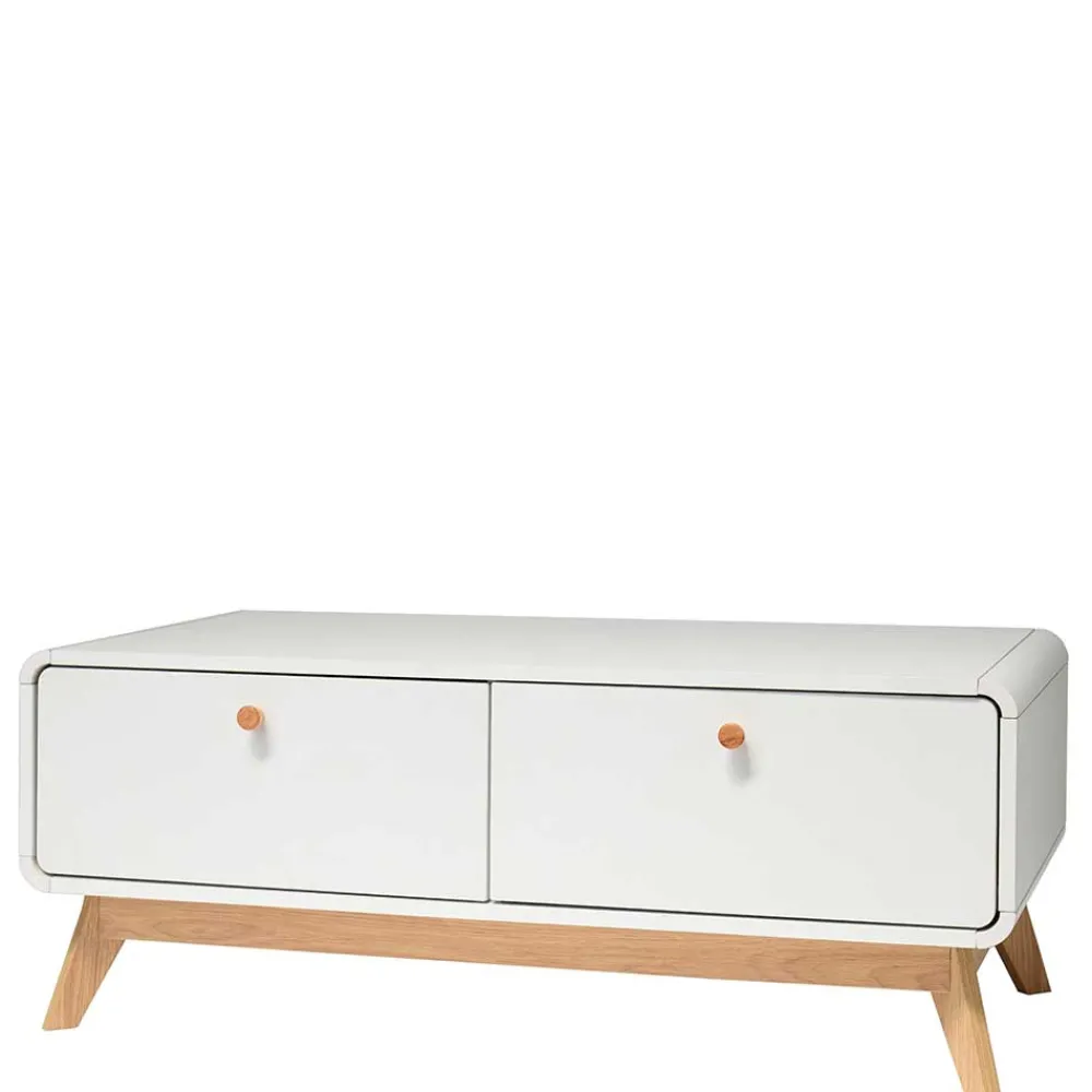 Wohnen Tv & Hifi-Möbel|Lowboards<Scandi TV Board in Weiß mit Eiche Natur - Kolreva
