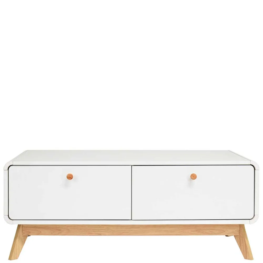 Wohnen Tv & Hifi-Möbel|Lowboards<Scandi TV Board in Weiß mit Eiche Natur - Kolreva