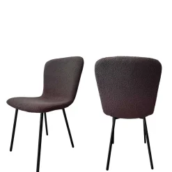 Wohnen Stühle<Schalenstühle in Dunkelgrau Boucle - Cranita (4er Set)