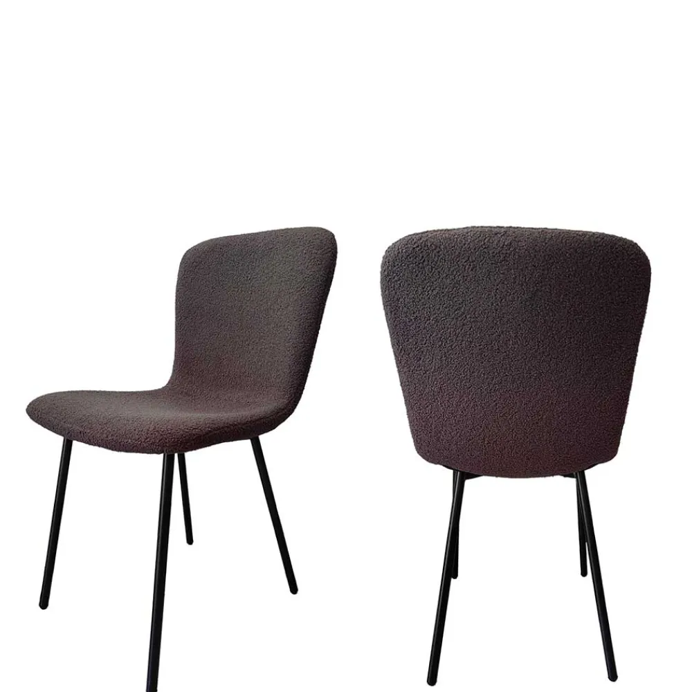 Wohnen Stühle<Schalenstühle in Dunkelgrau Boucle - Cranita (4er Set)