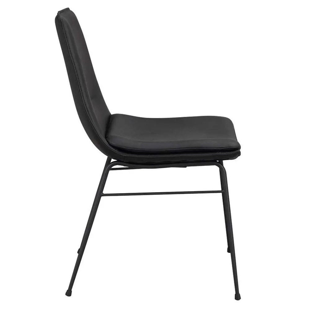Wohnen Stühle<Schalenstuhl in Schwarz - echtes Leder - Freedoms (2er Set)