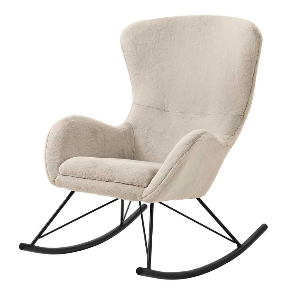 Wohnen Sessel<Schaukelsessel aus Webplüsch in Beige - Sharkas