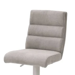 Wohnen Hocker<Schicker Barstuhl mit Höhenverstellung in Hellgrau Stoff Anglesio & Edelstahl