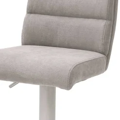 Wohnen Hocker<Schicker Barstuhl mit Höhenverstellung in Hellgrau Stoff Anglesio & Edelstahl