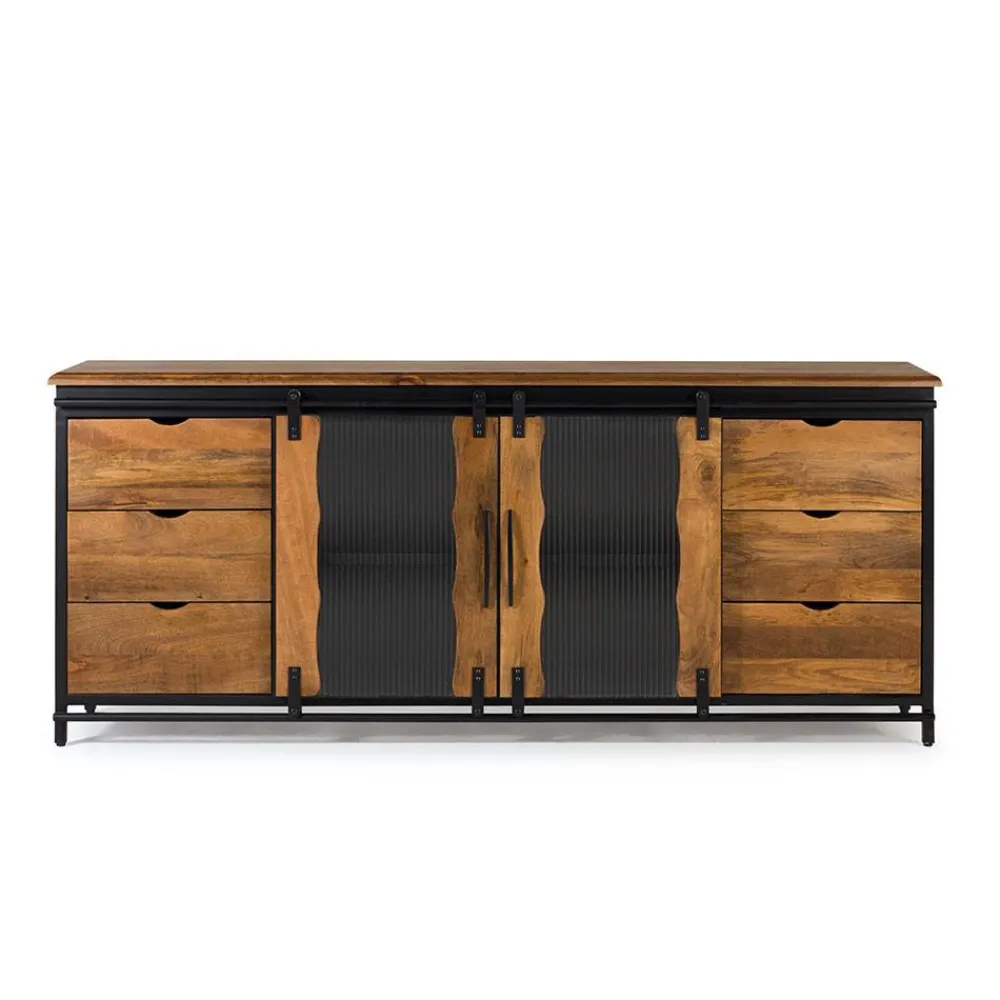 Wohnen Sideboards<Schiebetüren Sideboard mit Riffelglas - Aglia