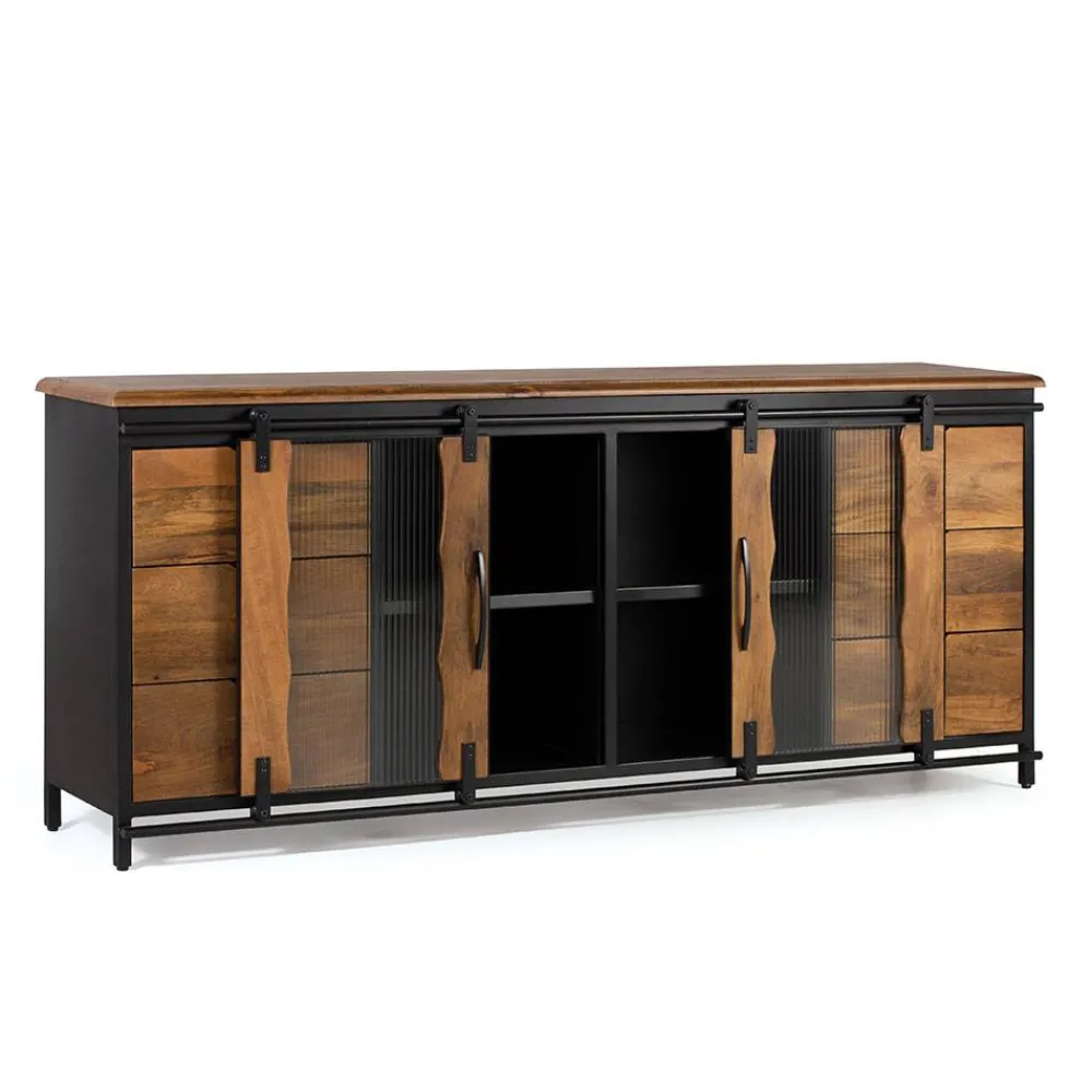 Wohnen Sideboards<Schiebetüren Sideboard mit Riffelglas - Aglia