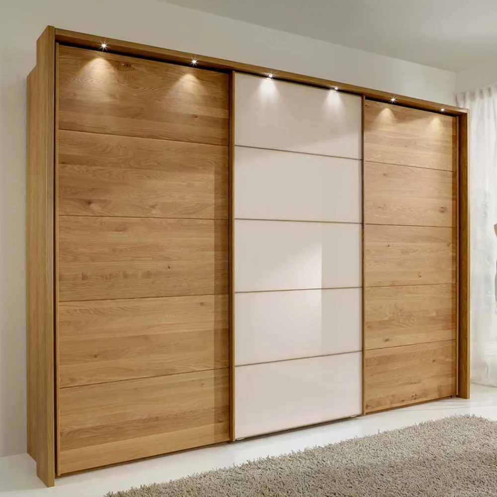 Wohnen Schränke<Schiebetüren-Kleiderschrank in Beige Glas - Nikoba