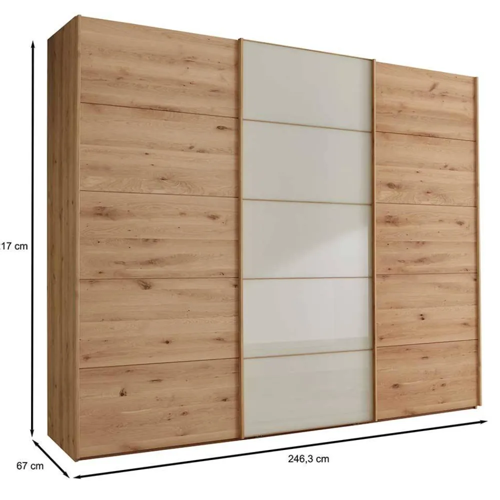 Wohnen Schränke<Schiebetüren-Kleiderschrank in Beige Glas - Nikoba