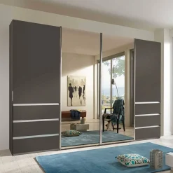 Wohnen Kleiderschränke|Schränke<Schiebetürenschrank in Braun mit Parsol Spiegeln - Moon