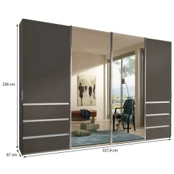Wohnen Kleiderschränke|Schränke<Schiebetürenschrank in Braun mit Parsol Spiegeln - Moon