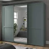 Wohnen Kleiderschränke<Schiebetürschrank in Graugrün mit Spiegel - Rajavo