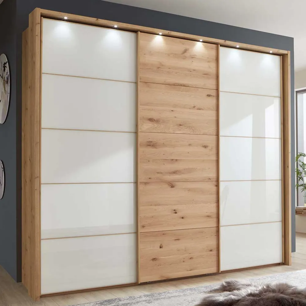 Wohnen Kleiderschränke<Schiebetürschrank in Weiß Glas - Crucav