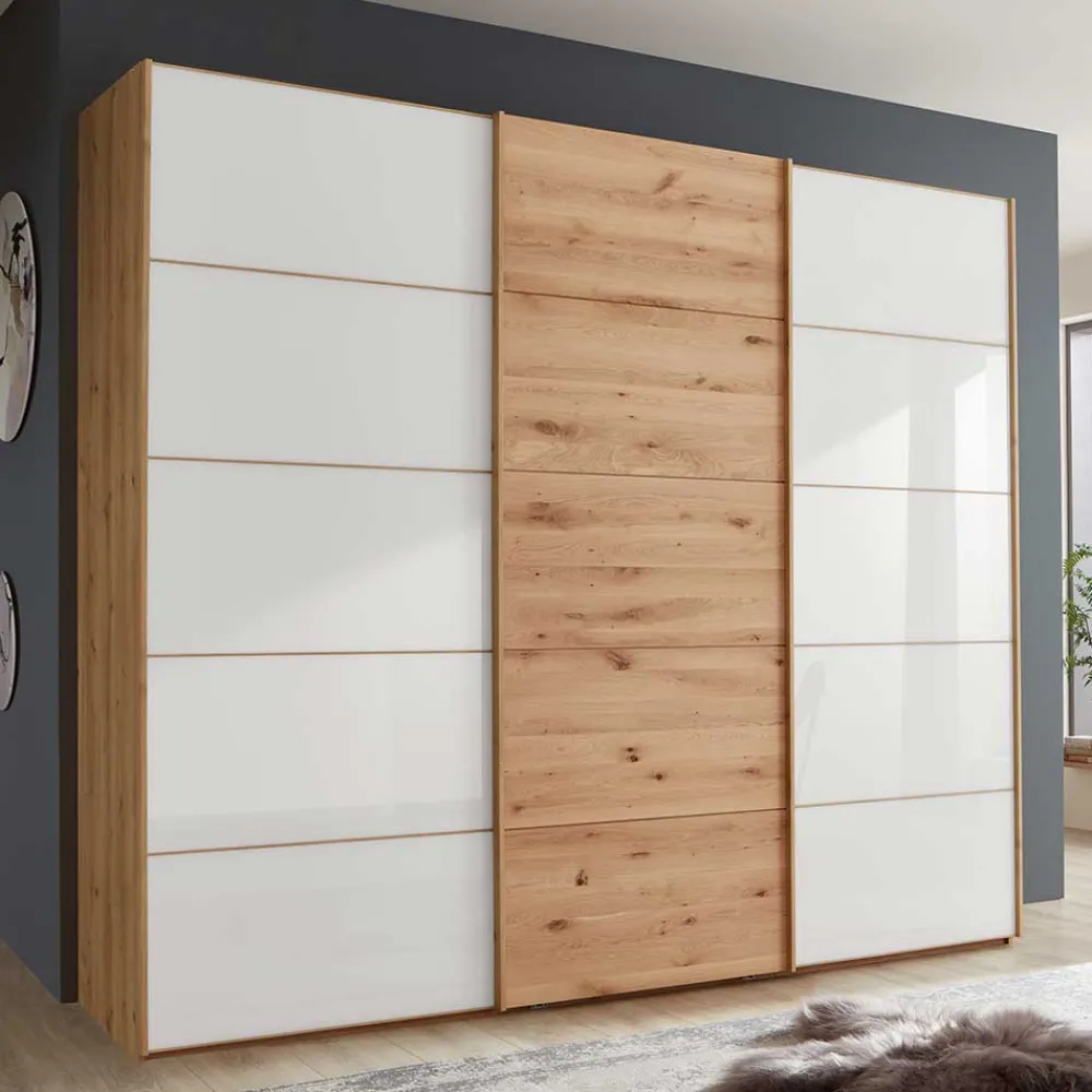 Wohnen Kleiderschränke<Schiebetürschrank in Weiß Glas - Crucav