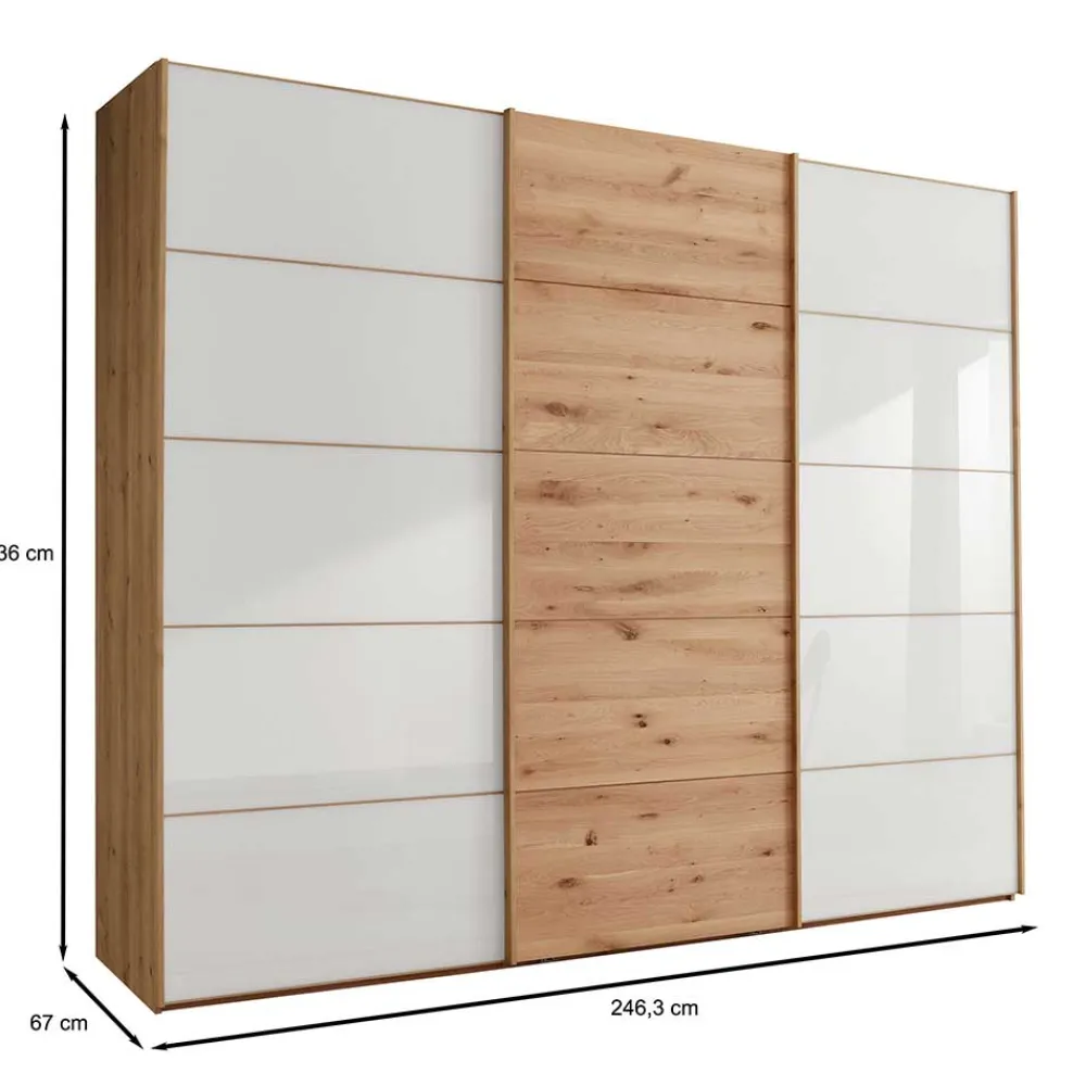 Wohnen Kleiderschränke<Schiebetürschrank in Weiß Glas - Crucav